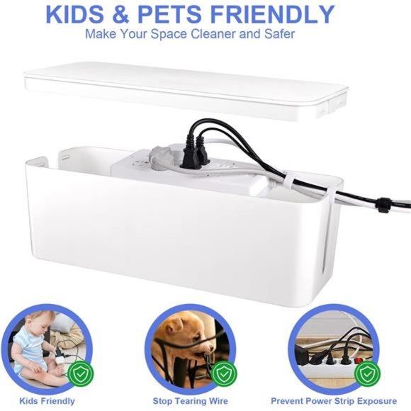 Cable Organizer Box Set of Three,Power Cover Cord Holder SurgeProtector for Desk - Picture 5 of 7